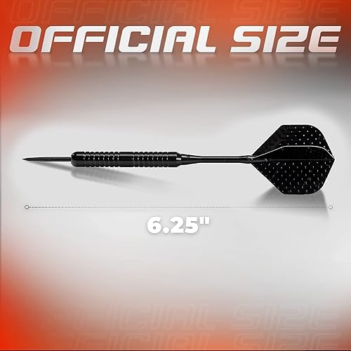 Miniatura 3 de Franklin Sports Juego de dardos con punta de acero, listo para sala de juegos con vuelos estándar, vuelos delgados, eje de nailon y aluminio,