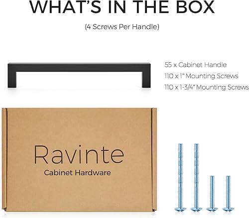 Vista 61 de Ravinte - Paquete de 25 tiradores cuadrados para gabinete de cocina de 7.5 pulgadas, negro mate, tiradores de cajón, negro; herrajes de cocina