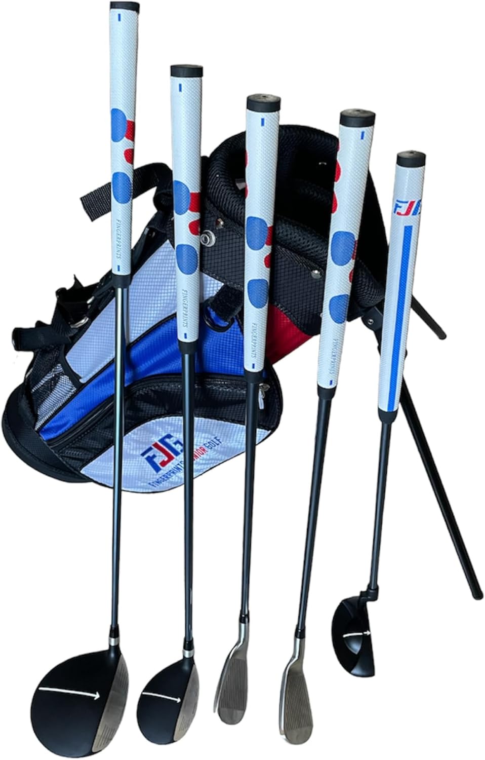 Fingerprints Junior Golf Club Set - Perfect for Junior Golfers - Left-Handed & Right-Handed Options - Complete Set in Multiple Sizes with Driver, Hybrid, 7i, PW, Putter & Stylish Stand Bag