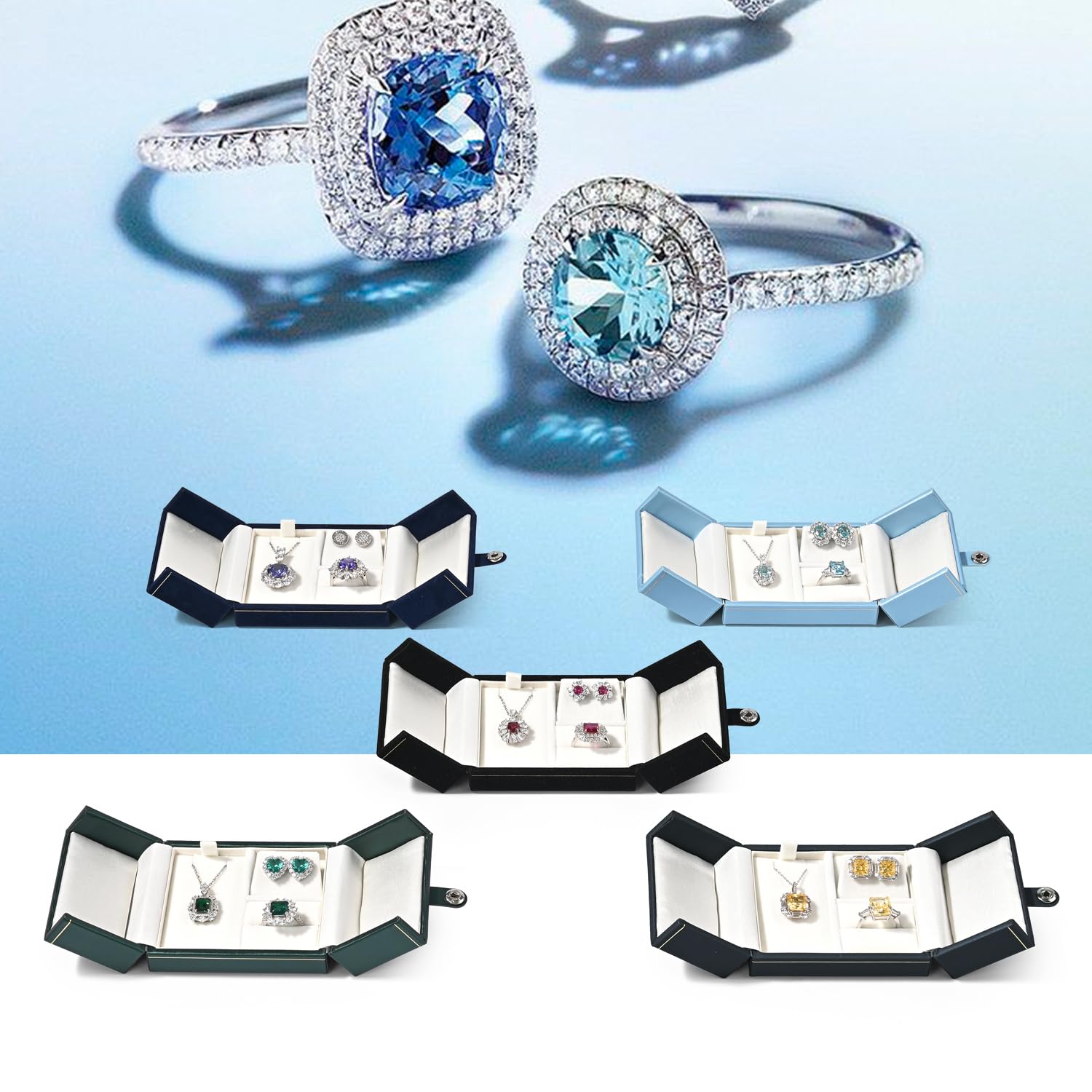 Set di gioielli in pelle PU scatola regalo piccola scatola per anello orecchini collana (verde)