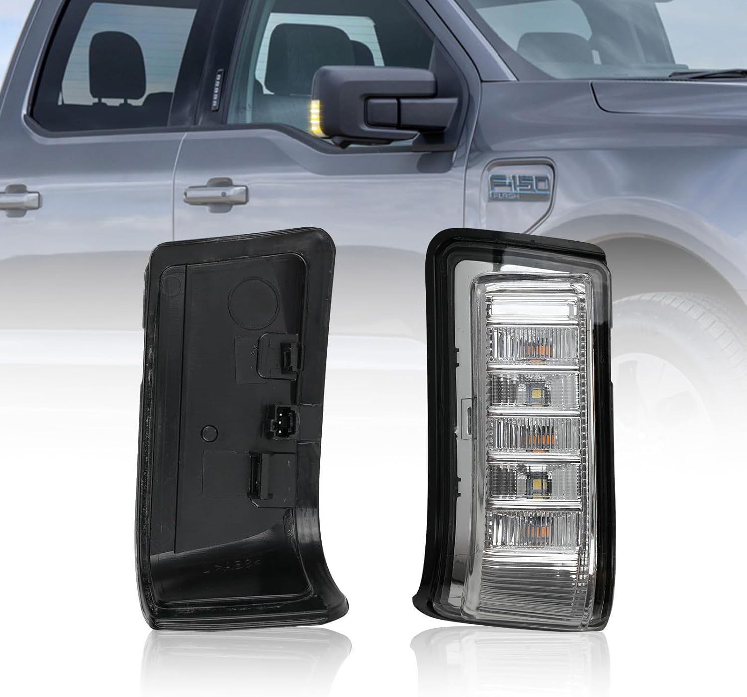LED Turn Signal Light Left and Right for Ford F150 2021–2024, Pair Door Mirror Turn Signal Lamp Assembly, Waterproof, Plug and Play, OE Style Replacement