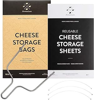 Formaticum Bundle - Includes Cheese Storage Bags, Reusable Storage Sheets, 5" Cheese Wire Cutter, and 5" Replacement Wire, Gift for Charcuterie Board Presentation and Food Tasting Events