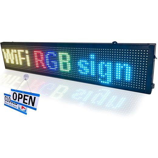 LED display with WiFi+USB, P10 RGB color sign 40" x 8" with high resolution and new SMD technology. Perfect solution for advertising