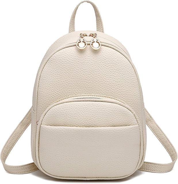 I IHAYNER Small Backpack for Teen Girl Vegan Leather Simple Multiple Zipper Pockets Mini Backpack Purse