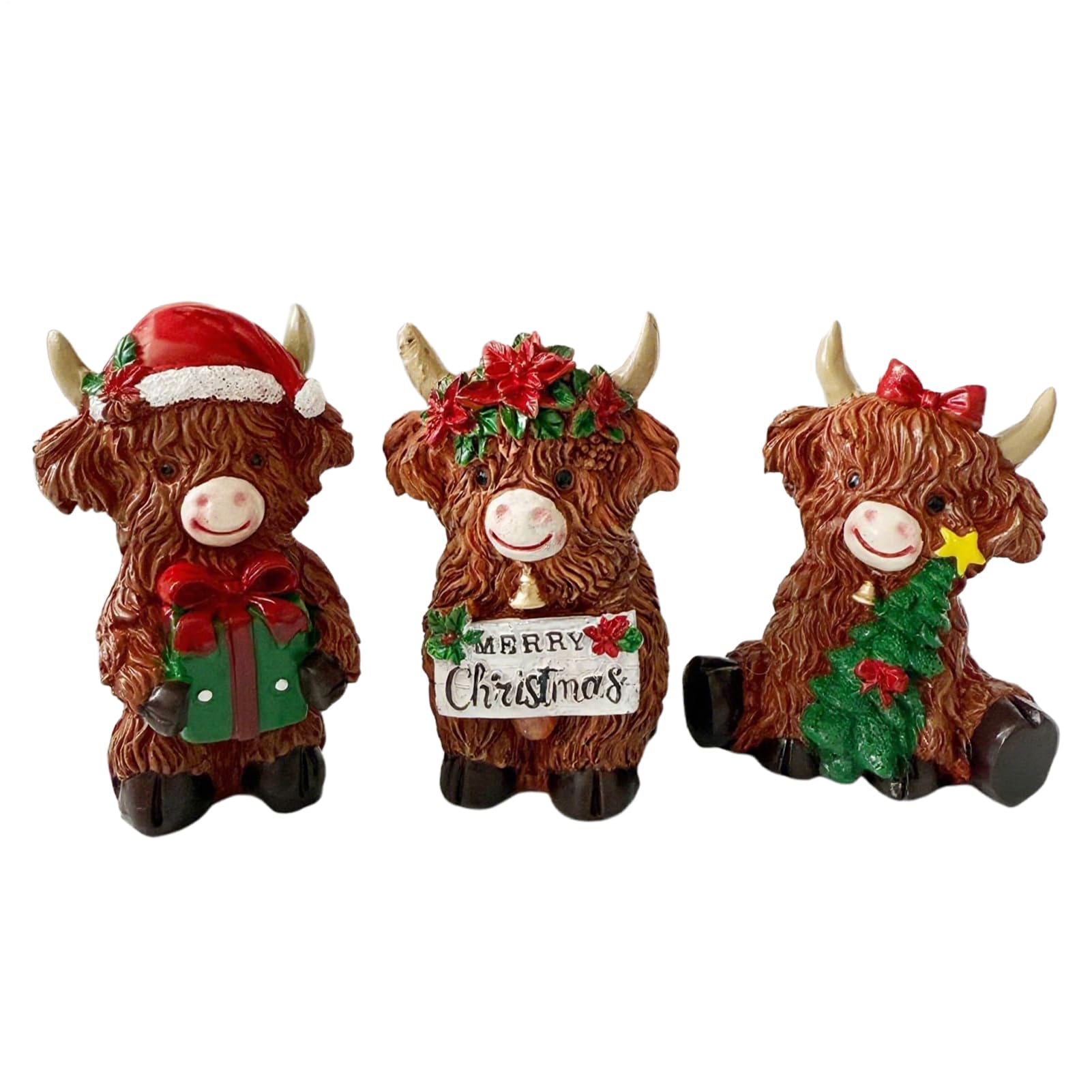 Figurine de vache Highland en résine : transformez une table vide en affichage festif mignon