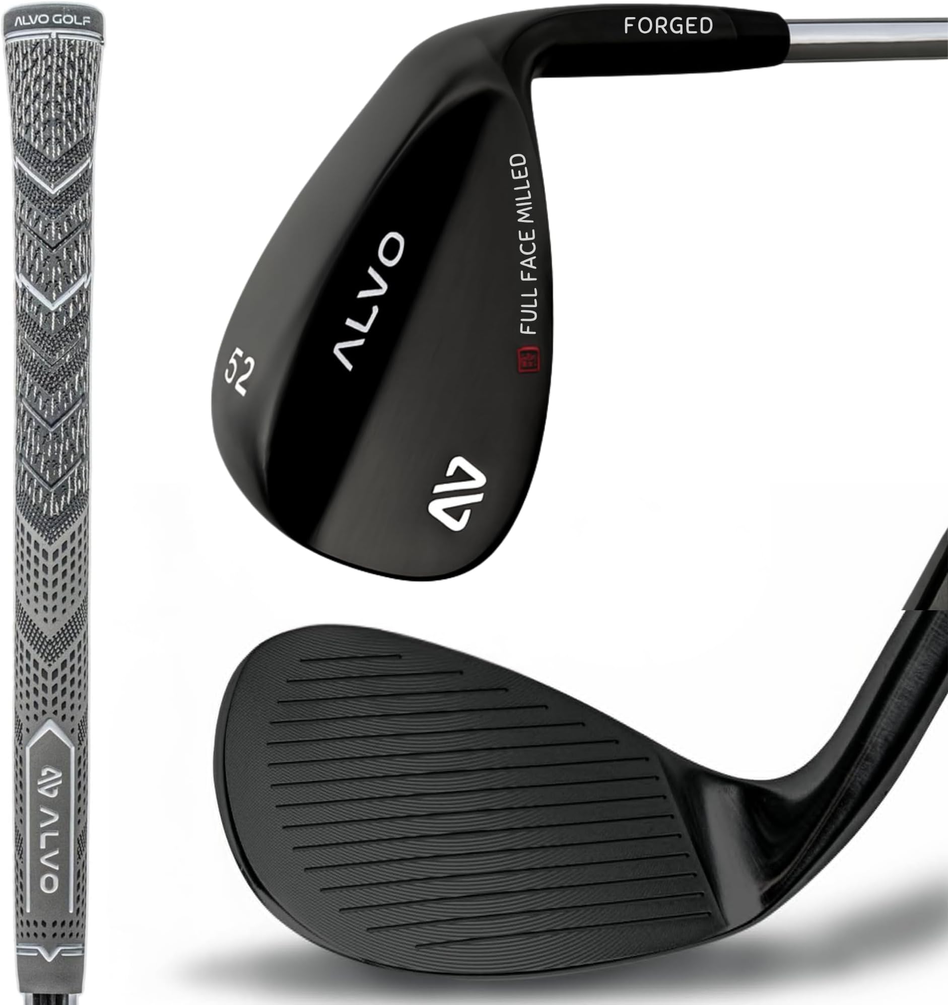 ALVO GOLF - Premium Full Face Golf Wedges, Golf Wedge Set and Singles, 3 Wedges 52/56/60/70 Degree,Lob,Gap,Sand Golf Club for Men, Premium Grip, Right Hand, max Spin