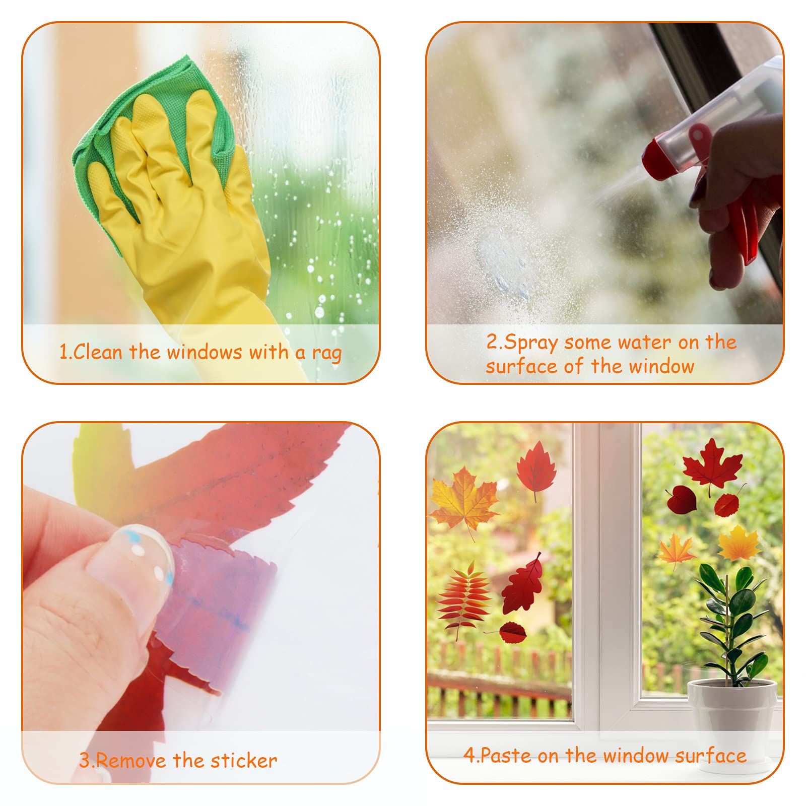 Thanksgiving raamstickers, 6 vellen raamstickers, raamstickers, raamstickers zonder lijm, esdoornbladeren, raamstickers, decoratie voor kinderkamer, café