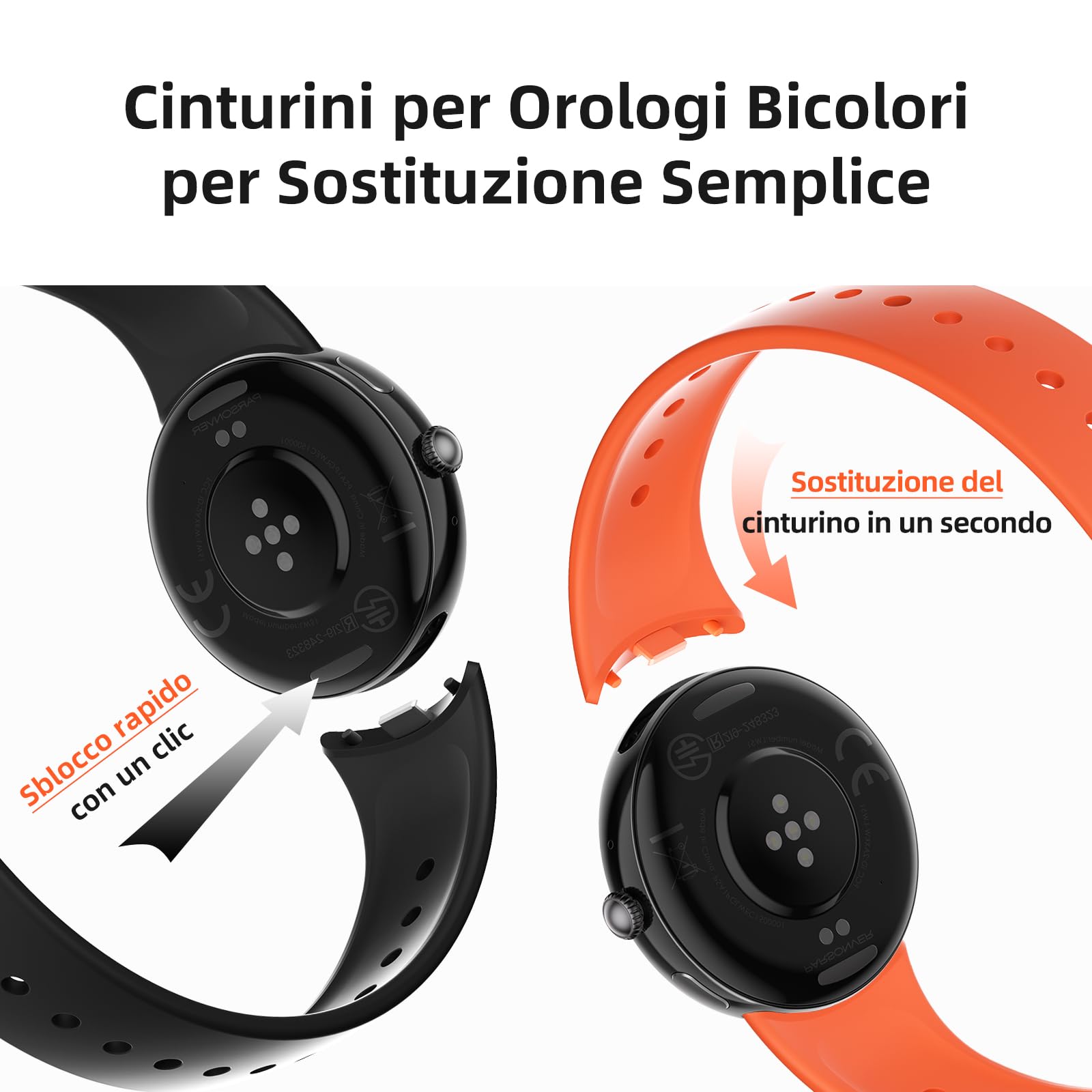 Parsonver Smartwatch con Chiamate Bluetooth, AMOLED Display, AI ChatGPT | Smartwatch con 120+ Sport Integrato, Frequenza Cardiaca e Sonno, Cinturini a Sgancio Rapido Bicolore