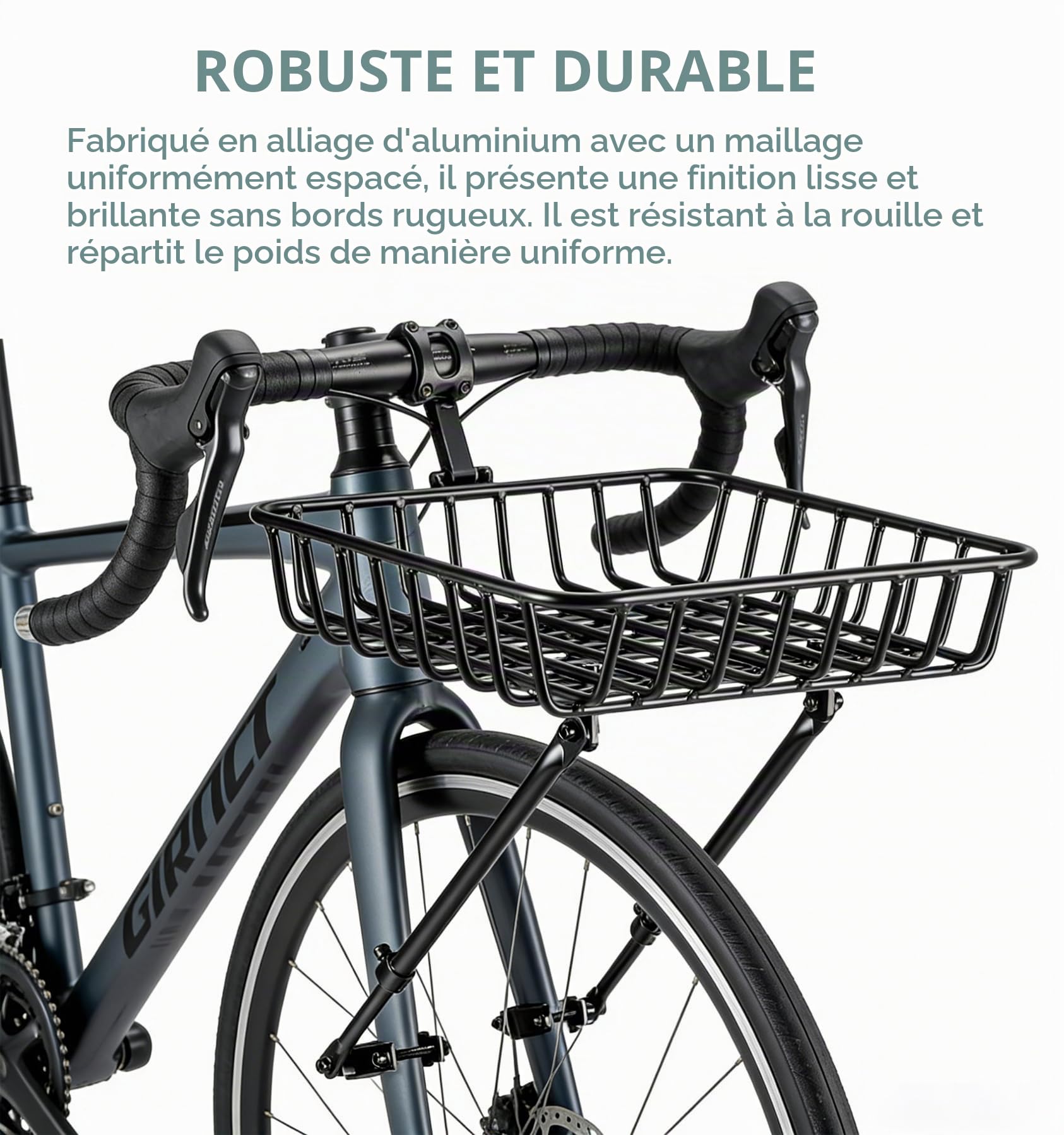 Panier Velo Avant, Porte-Bagages Avant, Panier de Vélo Avant avec Barres de Maintien et Sangles Fixes Charge 10 kg, Grand Panier de Vélo Avant pour Vélo de Route, Montagne, 33 × 33 cm