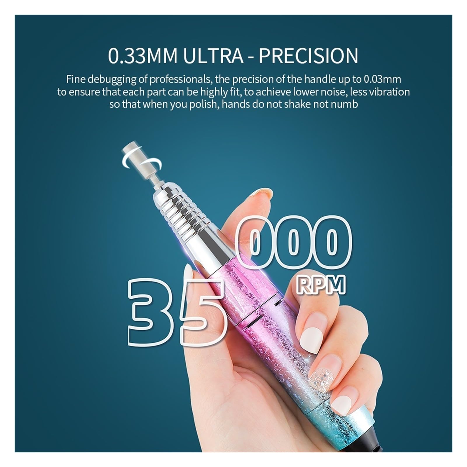 Fresa for unghie senza fili 35000 giri/min. for ricaricabile Lucidatore for Smerigliatrice for Attrezzatura for manicure(Pink)