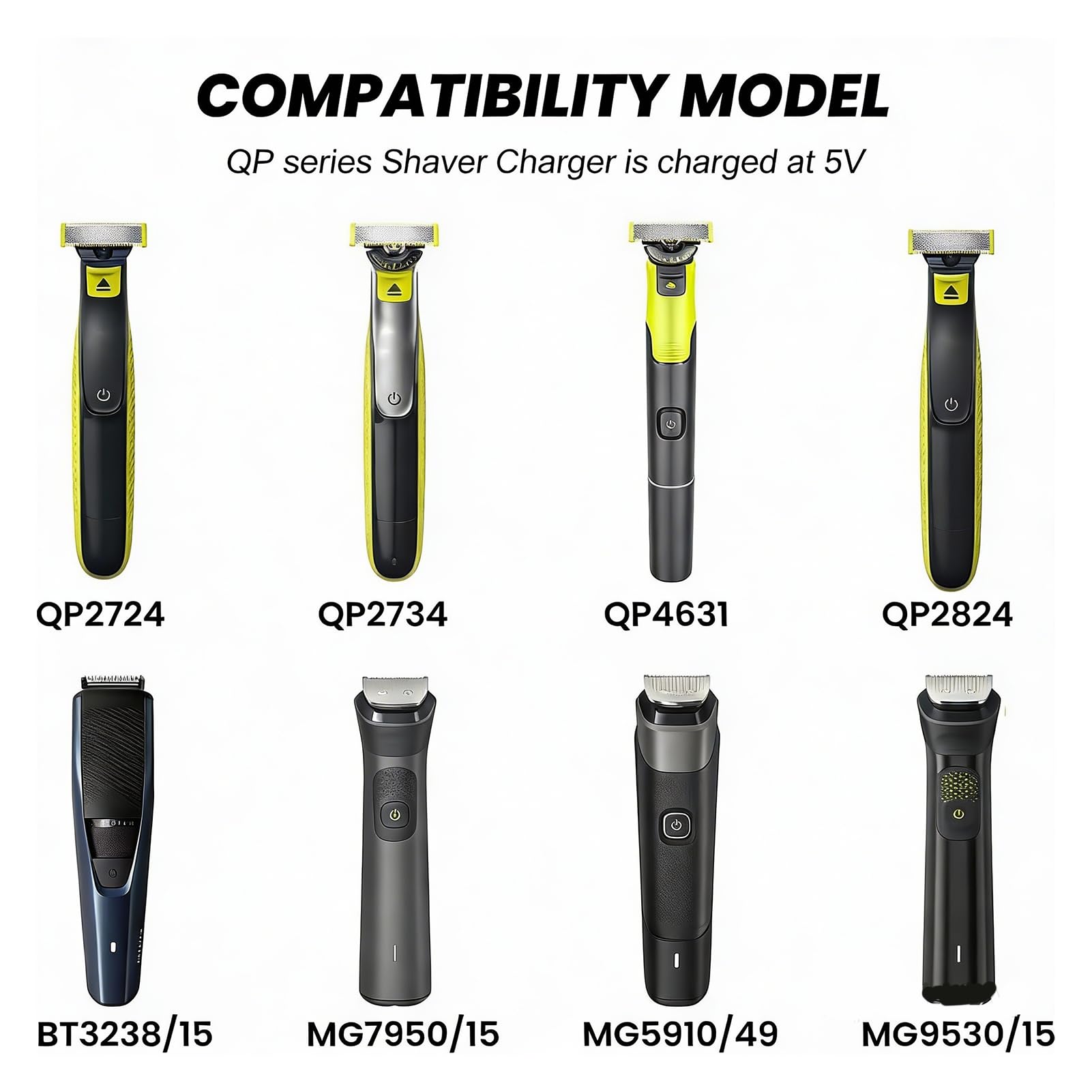 Ładowarka 5 V do golarki Philips One Blade, kompatybilna z QP2824, QP2834, QP2724, MG7950, MG7910, MG9525, MG9530, QP1324, adapter USB z kablem do ładowania 1 m do maszynki do strzyżenia