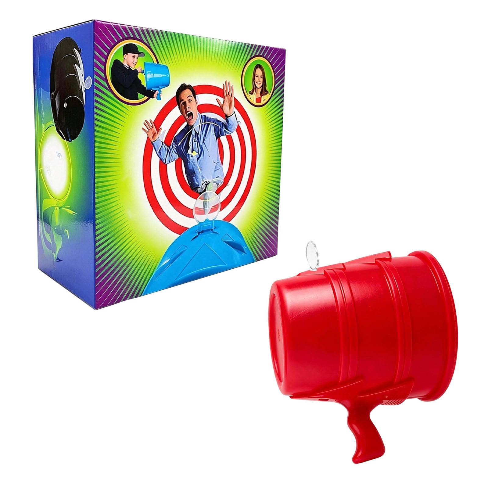 Air Cannon Toy, Single Shot Air Blaster Gun, No Battery Prank Toy (Red)