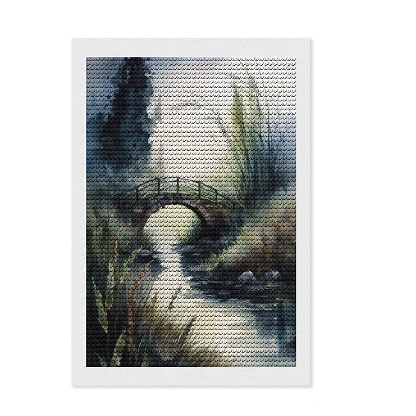Junmoney Bridge Overgrown Diamond Painting Set 8"x12", for Family Craft Time, Fun Craft Experience, Modern Decor, Christmas Gift