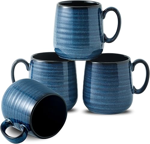 HASENSE Tazas pequeñas de café de 8 oz, juego de 4 tazas de capuchino de cerámica, taza de café expreso con asa para café con leche, té, leche y