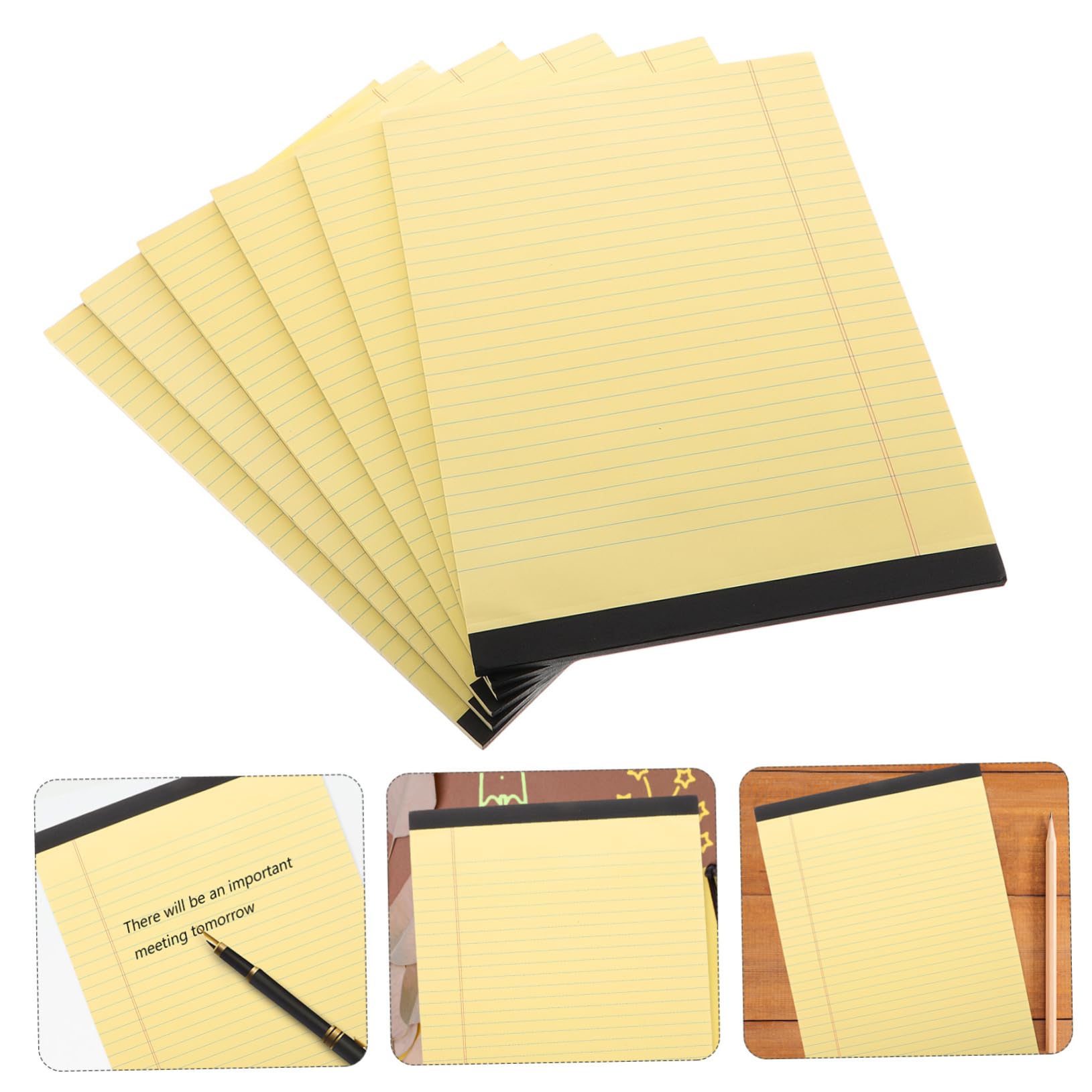 Blocco Note A4 6 Pezzi in Pasta di Legno, Pagine Rigate | Layout a Sezioni Strappabile, Giallo 214×295mm, Uso Quotidiano e Business per Professionisti e Studenti