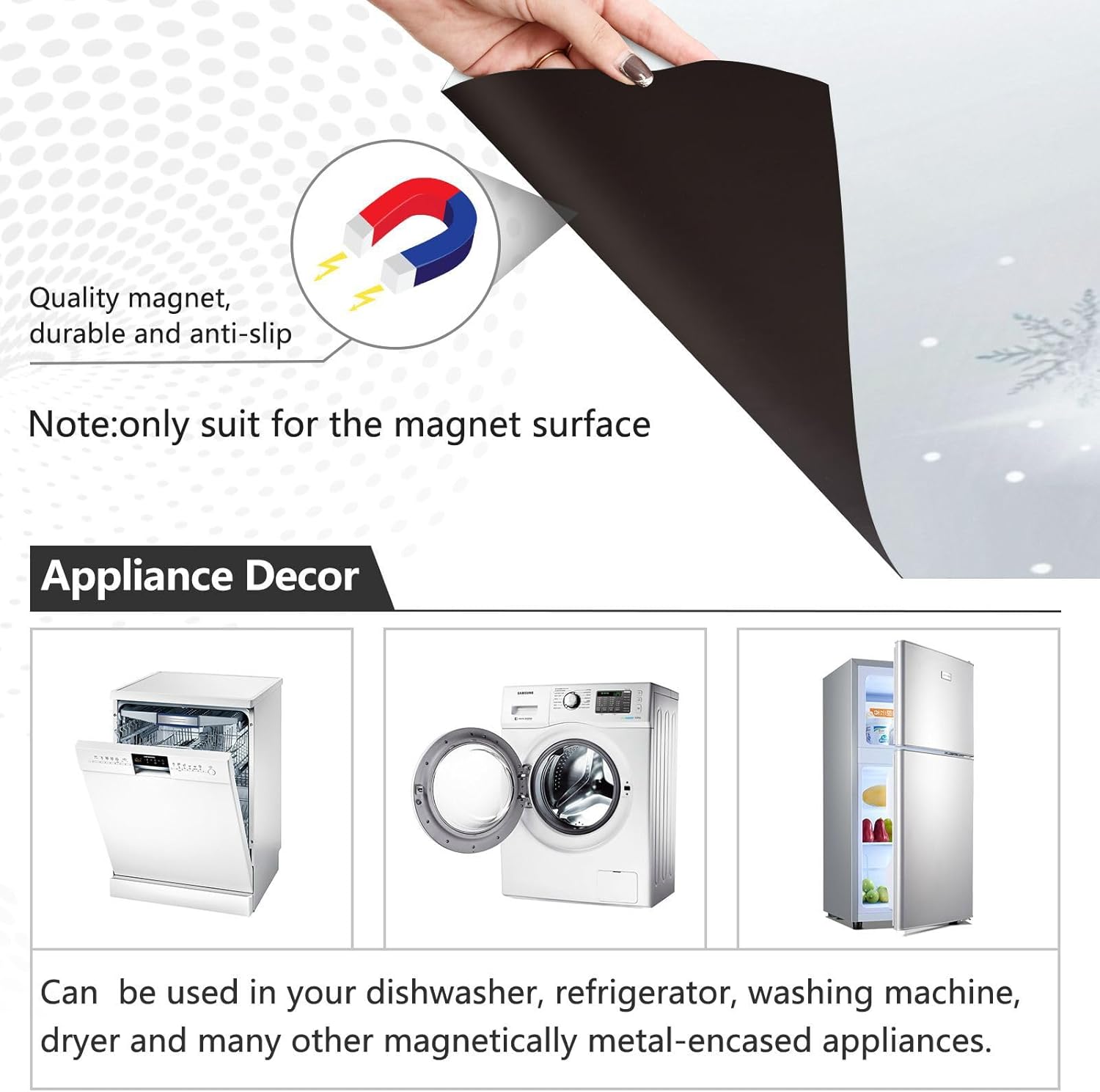 Christmas Dishwasher Magnet Cover Winter Silver Snowflakes Print Refrigerator Magnets for Home Kitchen Decoration Washing Machine Sticker