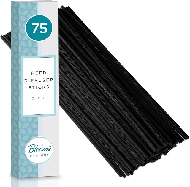 75Pcs Black Reed Diffuser Sticks | 20cm x 3mm Wood Rattan Reed Sticks | Reed Diffuser Refill | Essential Oil Replacement Sticks for Home, Office | Diffuser Reeds Refill for Aroma Fragrance