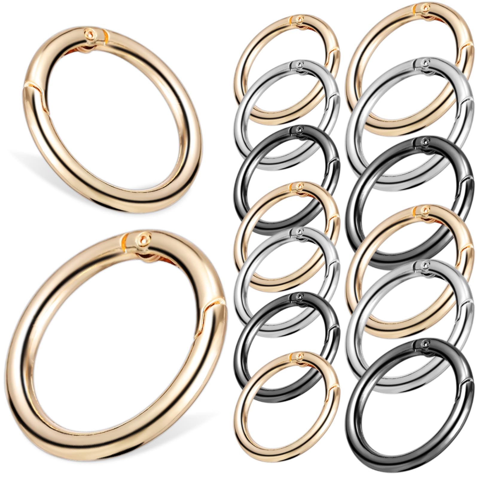 Healeved 30 Moschettoni Rotondi in Metallo per Borse Clip a Molla Superficie Lucida Resistente per Accessori per Borse e Artigianato