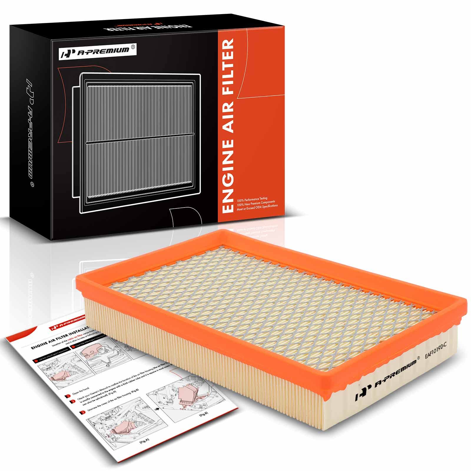 A-Premium Engine Air Filter Compatible with Chrysler PT Cruiser 2006-2010, Flexible Panel, Replace# CA10192, 4891691AA