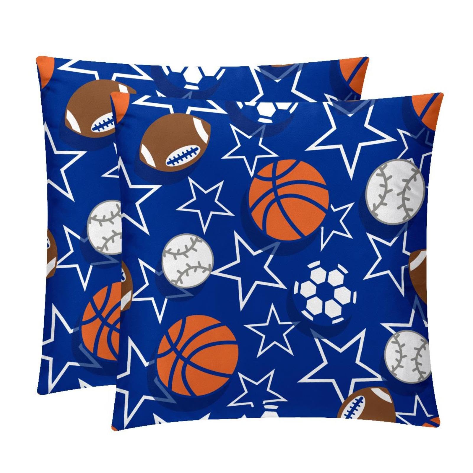 TDGKPZ Basketball Soccer Throw Pillow Covers 2 Pack Pillowcases Soft Cozy Pillow Cases For Couch Bed Sofa 45x45cm