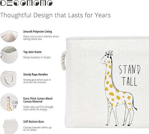 Miniatura 4 de DECOMOMO Cestas de almacenamiento para estantes, contenedor de almacenamiento de lona de 40 L para decoración de guardería, ropa de bebé, juguetes