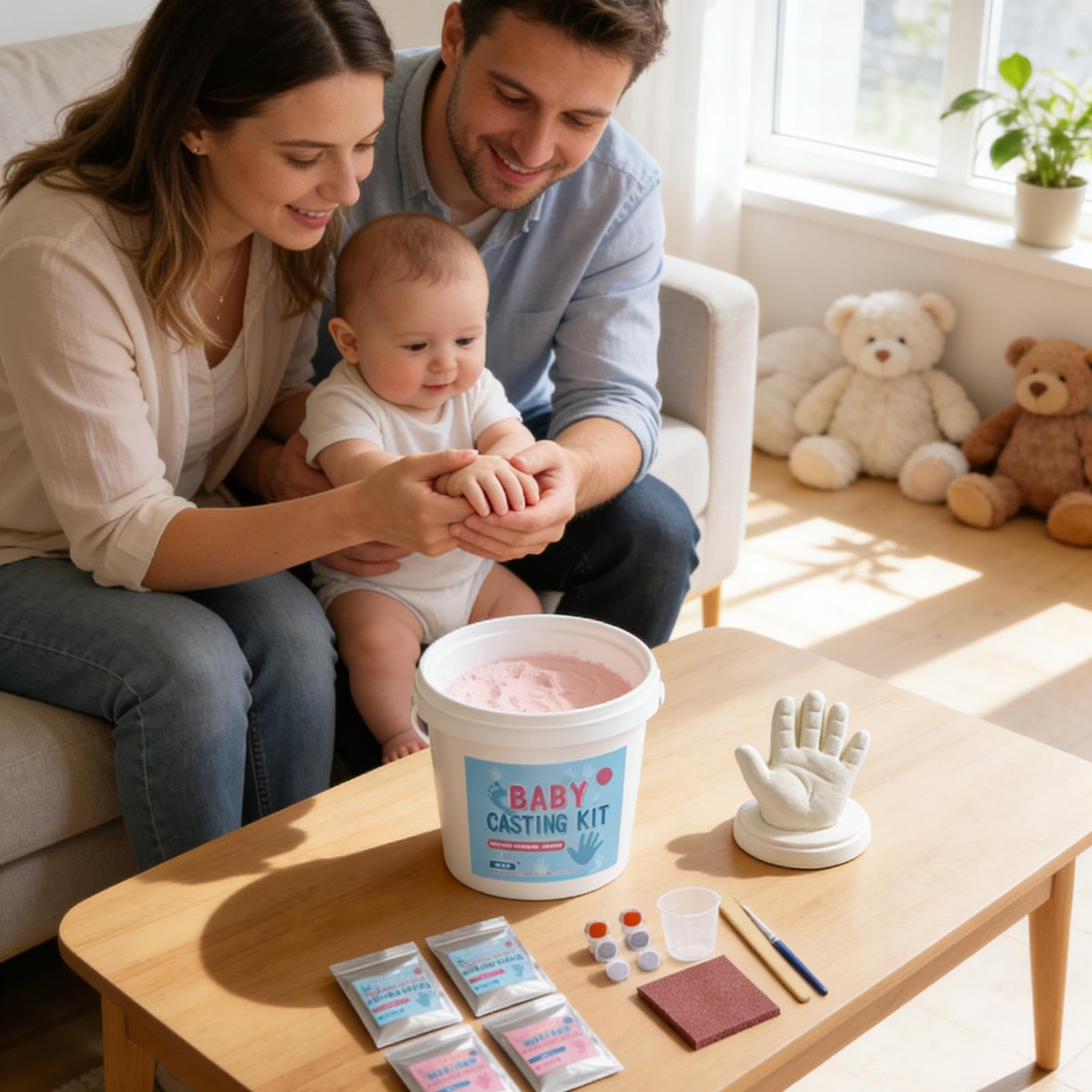 Polvere per Calchi a Mano Strumento per Impronte di Mano e Piedino dei | Kit per Creare Calchi in Gesso per Cameretta, Compleanno, Feste, Casa, Famiglia