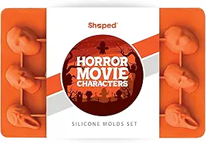 ShapedIceMolds Horror Movie Character Molds – Halloween Silicone Molds for Chocolate, Candy, Resin, Crafts – 3D Scary Film Icons for Party Treats & DIY Decor (Orange)