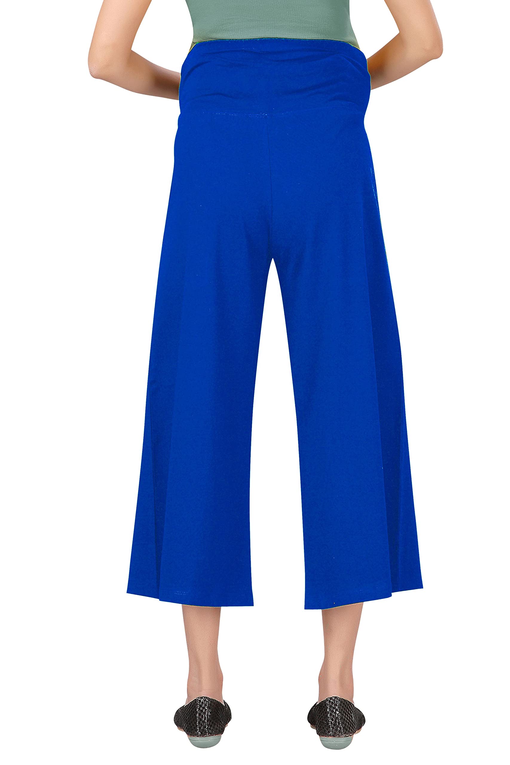 Easy Feed Women’s Cotton Maternity Palazzo Pants – Pre & Post Pregnancy Over-Belly Design with High Waist Support, Stretchable & Seam-Free Comfortable Wear_PL-TBLUE-L 4