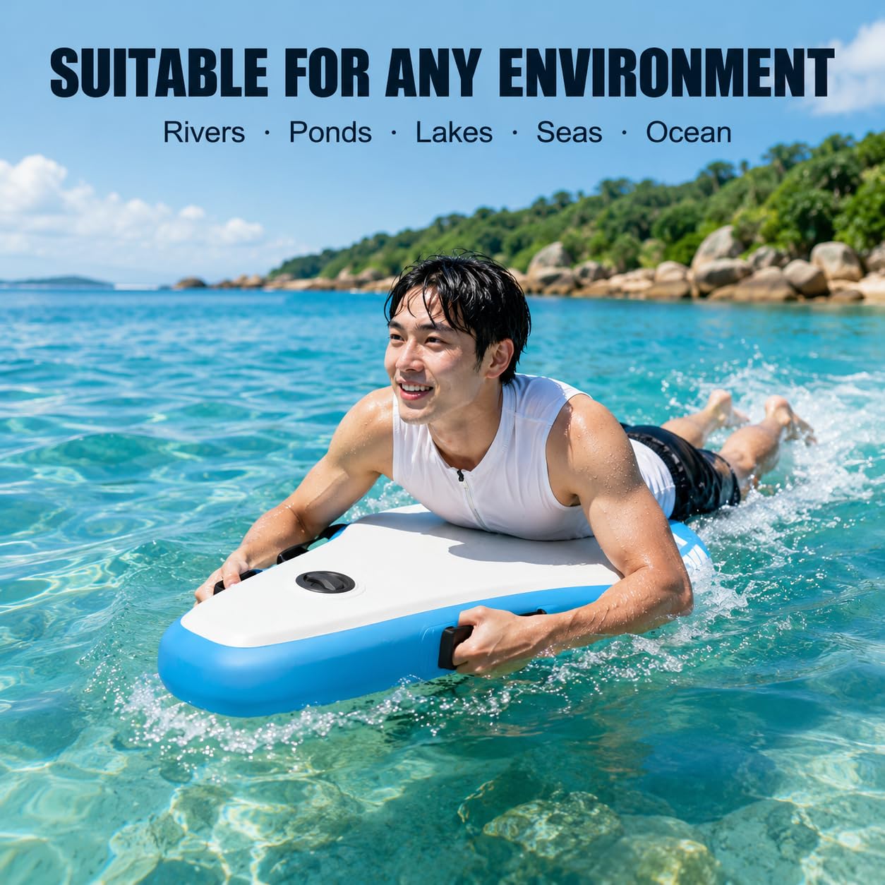 Elektrisches Surfbrett Wasserscooter 500W/700W Motor Aufblasbares | Dual-Mode-Design mit 3-7/9 km/h Geschwindigkeit, 40-130 min Laufzeit, 40 m Tiefe und 115 kg Tragkraft