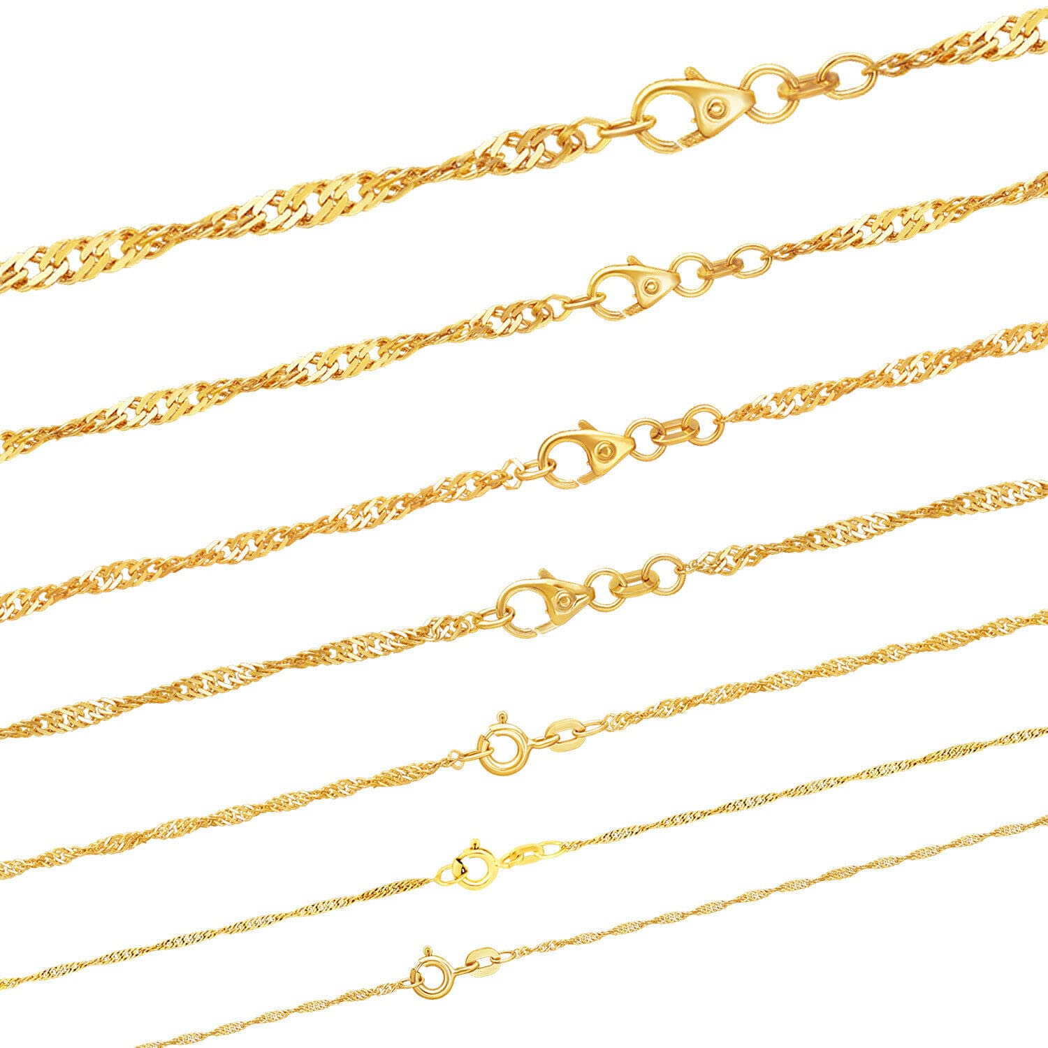 Singapurkette Halskette 333-8 Karat Gold Auswahl, Breite:1.0 mm, Länge:45 cm, Legierung:333-8 Karat Gold