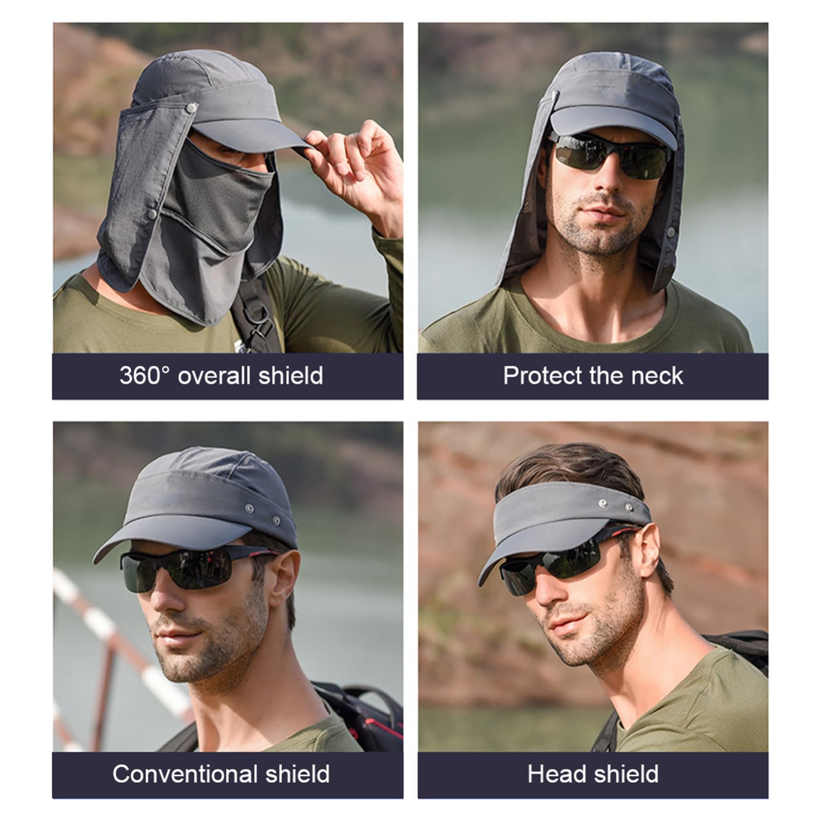 SOIMISS 3st Gesichtsschutzmaske Zum Angeln Sonnenärmel Strand Sonnenhut Mit Fächer Sonnenschutzhut Sonnenhüte Sonnenhut Mit Solarventilator Visier Sportliche Sonnenblende Kappe Dark Grey