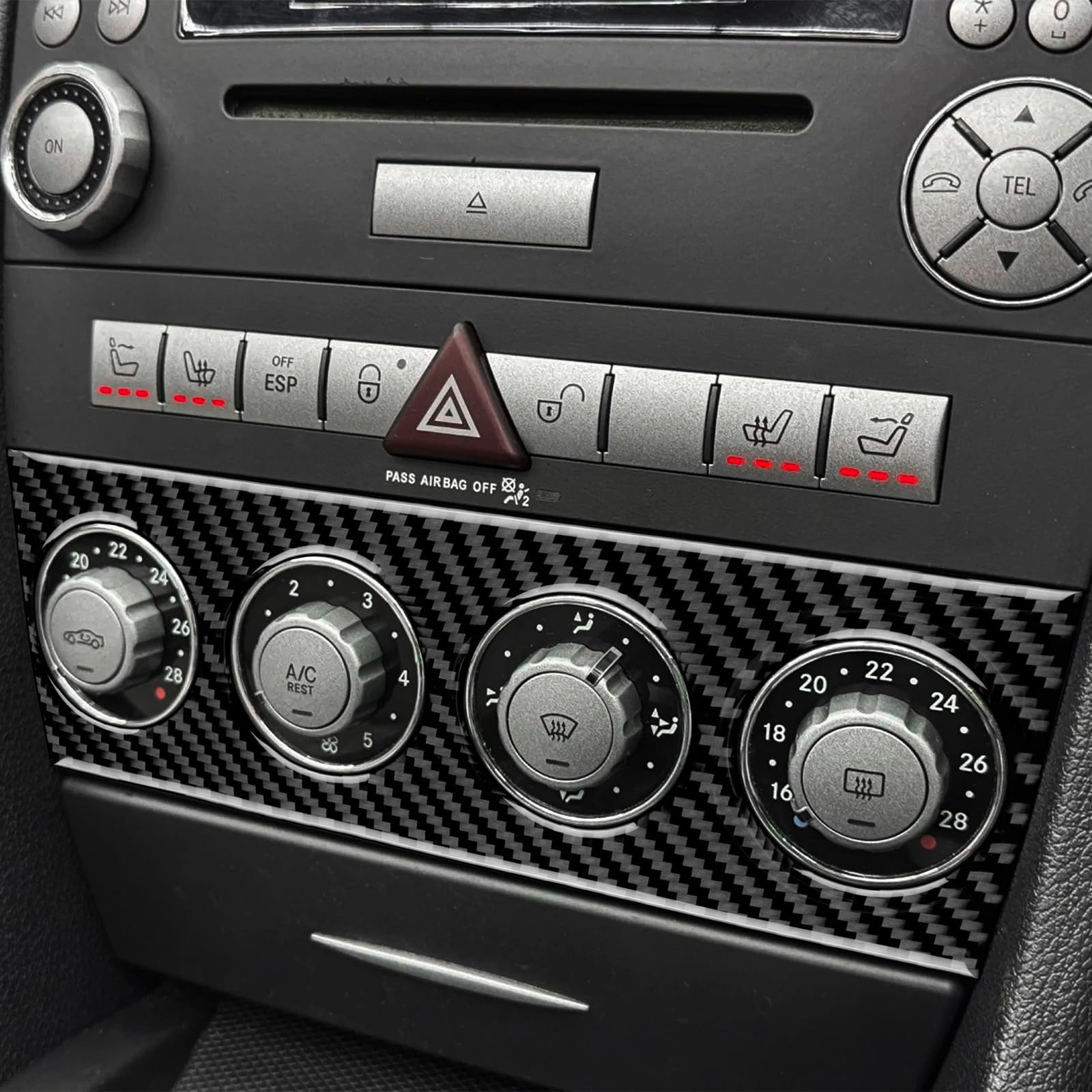 KUNGKIC Per Mercedes-Benz SLK R171 2004 2005 2006 2007 2008 2009 2010 Fibra di Carbonio Auto Controllo Centrale AC Pannello Multifunzione Pannello Pannello Pannello di Controllo Decalcomania Accessori