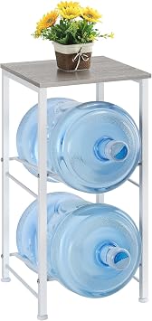 LIANTRAL 5 Gallon Water Bottle Holder with Storage Shelve, Water Jug Holder | Grey Water Jug Rack, Water Jug Stand, Water Bottle Organizer for Office, Kitchen, Living Room