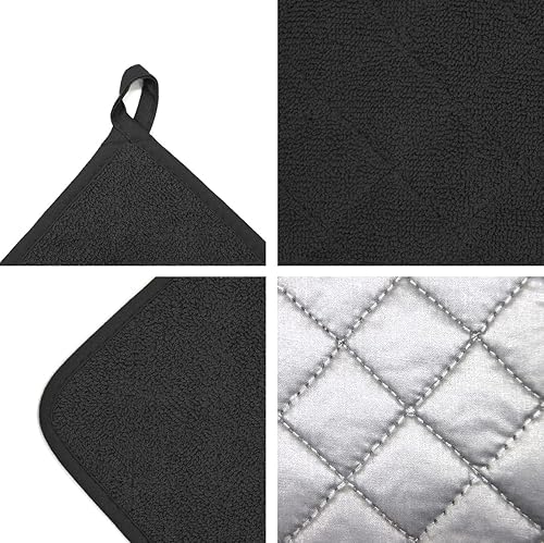 Miniatura 6 de Soportes para ollas de horno 100% algodón, 7 x 7 pulgadas, paquete de 3, perfectos para cocinar, hornear, servir, barbacoa o cena (jaspe, 3)