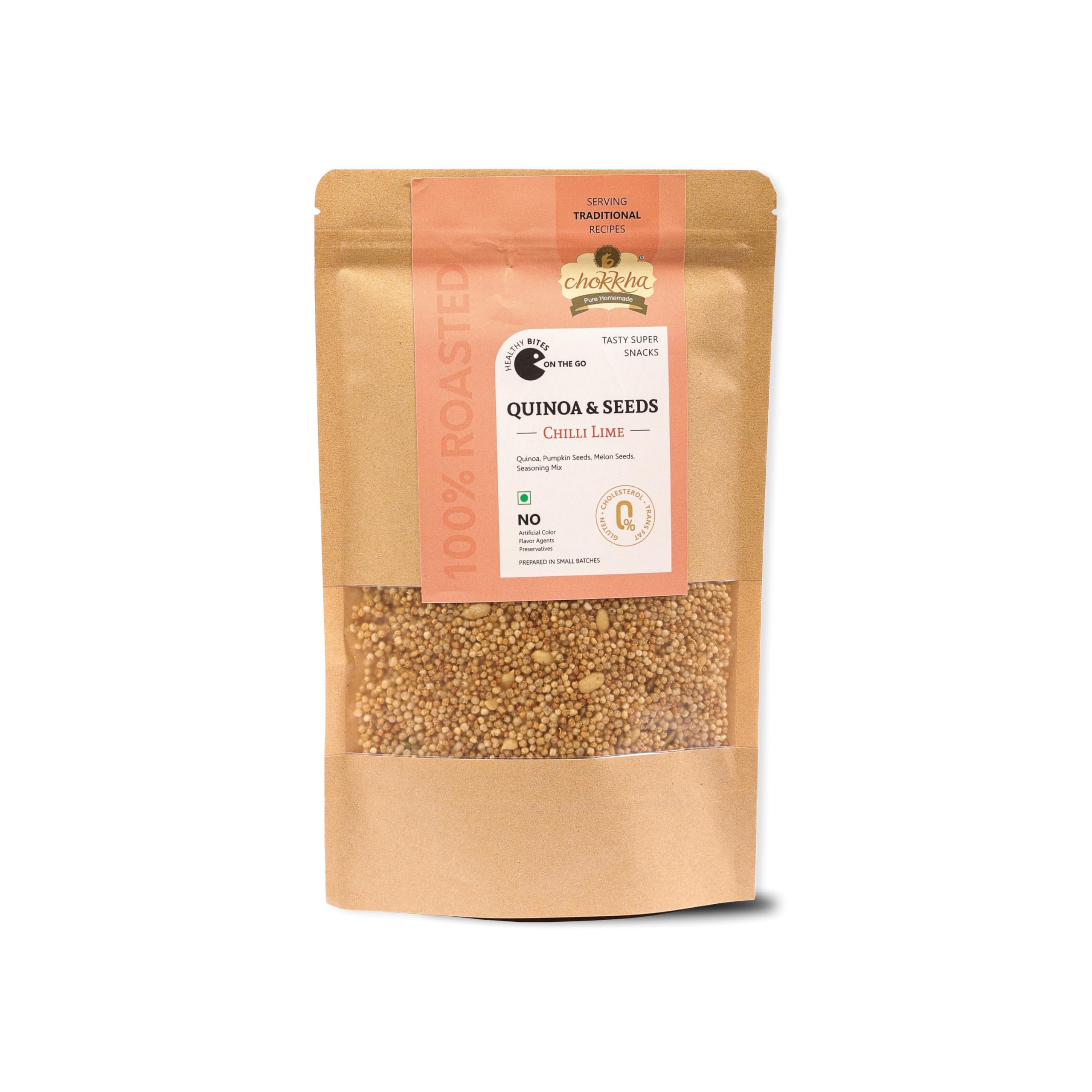 Chokkha Quinoa and Seeds Chilli Lime Roasted Snack, No Preservatives, High Protein, 150gm-image-39