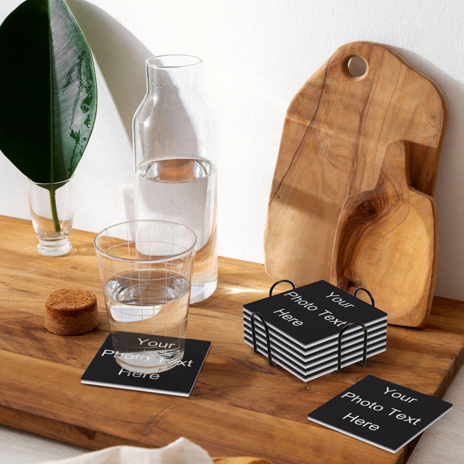 Juego de Posavasos de cerámica Personalizados Posavasos Personalizados con su Propia Imagen y Texto temático para Navidad, Día de la Madre, Aniversario, Día de San Valentín Juego de 6