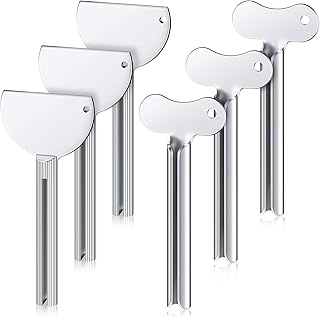6 Pieces Metal Toothpaste Squeezer Stainless Steel Tube Squeezer Key Roller Tube Creams Paint Squeezer Tool for Family Washroom Bathroom (Silver)