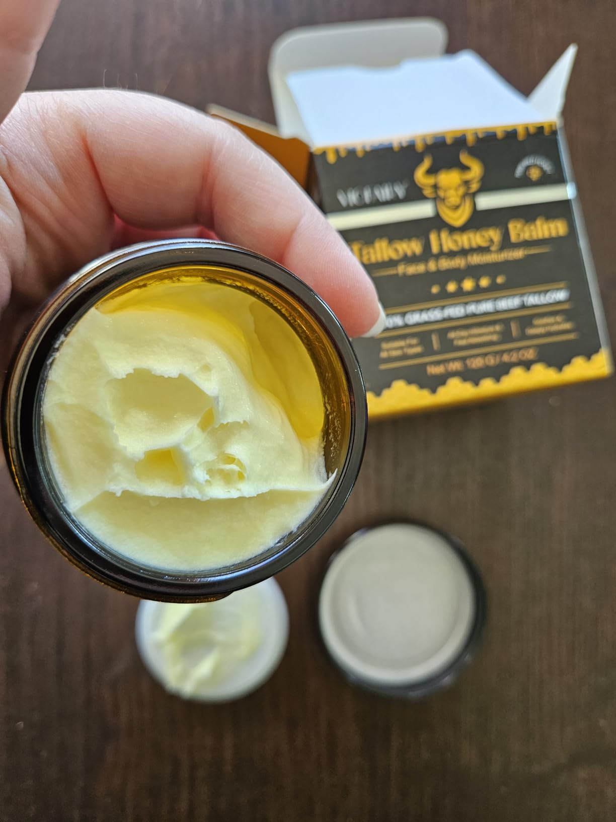 Marianp Beef Tallow for Skin, Tallow and Honey Balm, Organic Grass-Fed Beef Tallow & Raw Wild Honey Blend for Skin Care, Moisturizer Hydrates and Nourishes for Face and Body, Natural Lotion, 4.2 oz