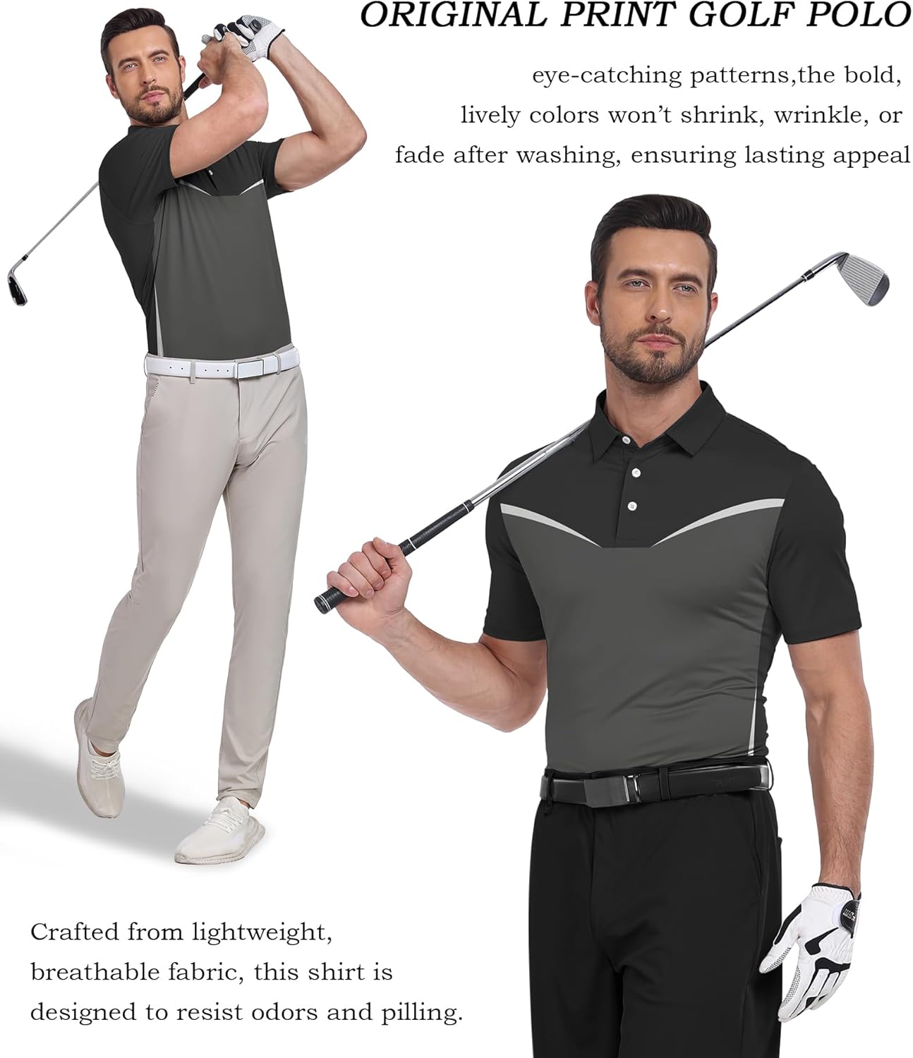 V VALANCH Mens Polo Shirts Short Sleeve Moisture Wicking Golf Tennis Polo Casual Shirts Medium Gray image 3 of 6 B0B3WVVN8G