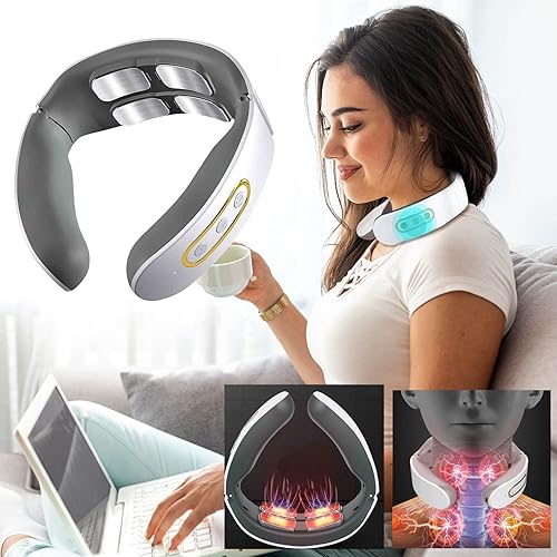 Masajeador cervical masajeador eléctrico de cuello de 4 cabezas 15 tipos de modos de masaje protector de cuello masajeador de cuello y hombros