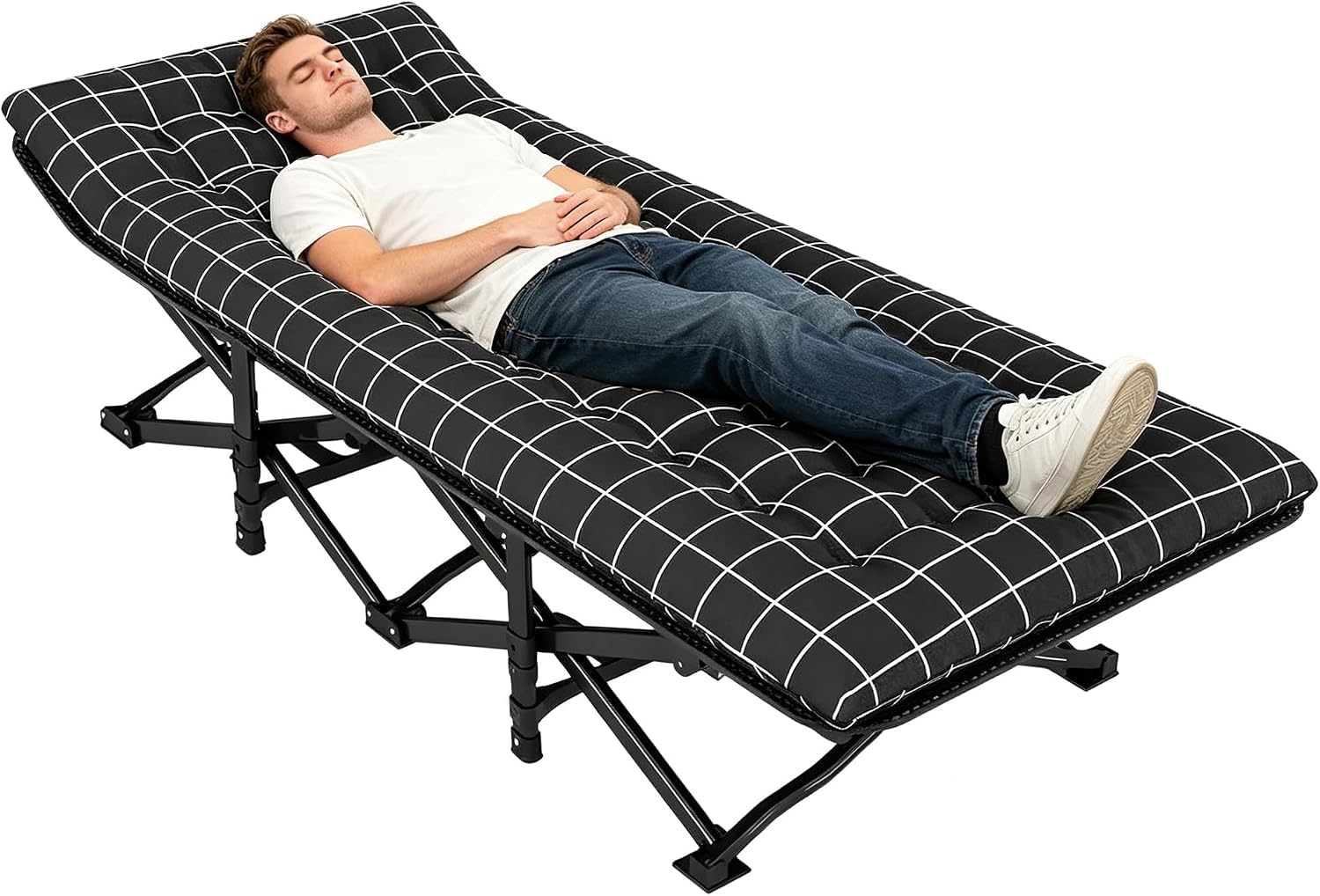 Camping Bed with Mattress for Adults,Foldable Camp Bed,Portable, 75"x27"