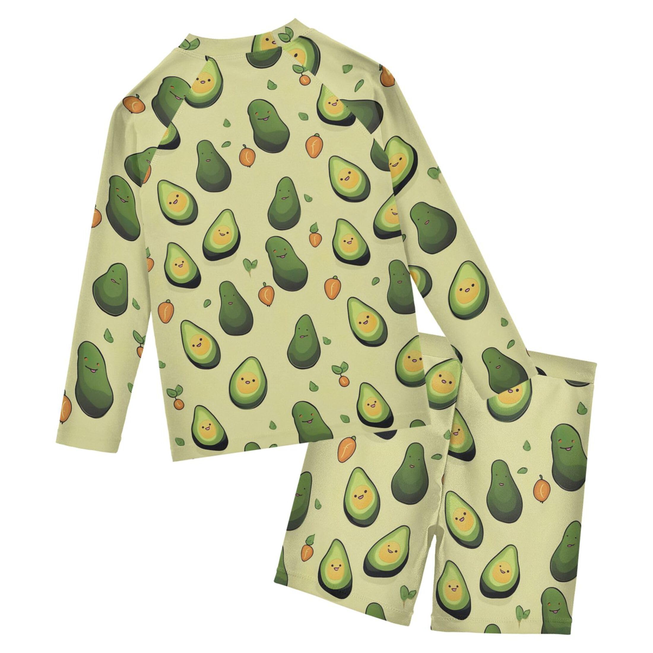 Avocado Fruit Toddler and Baby Boys' 2-Piece Swimsuit Trunk, Long Sleeve Rashguard Bathing Suit B0403846