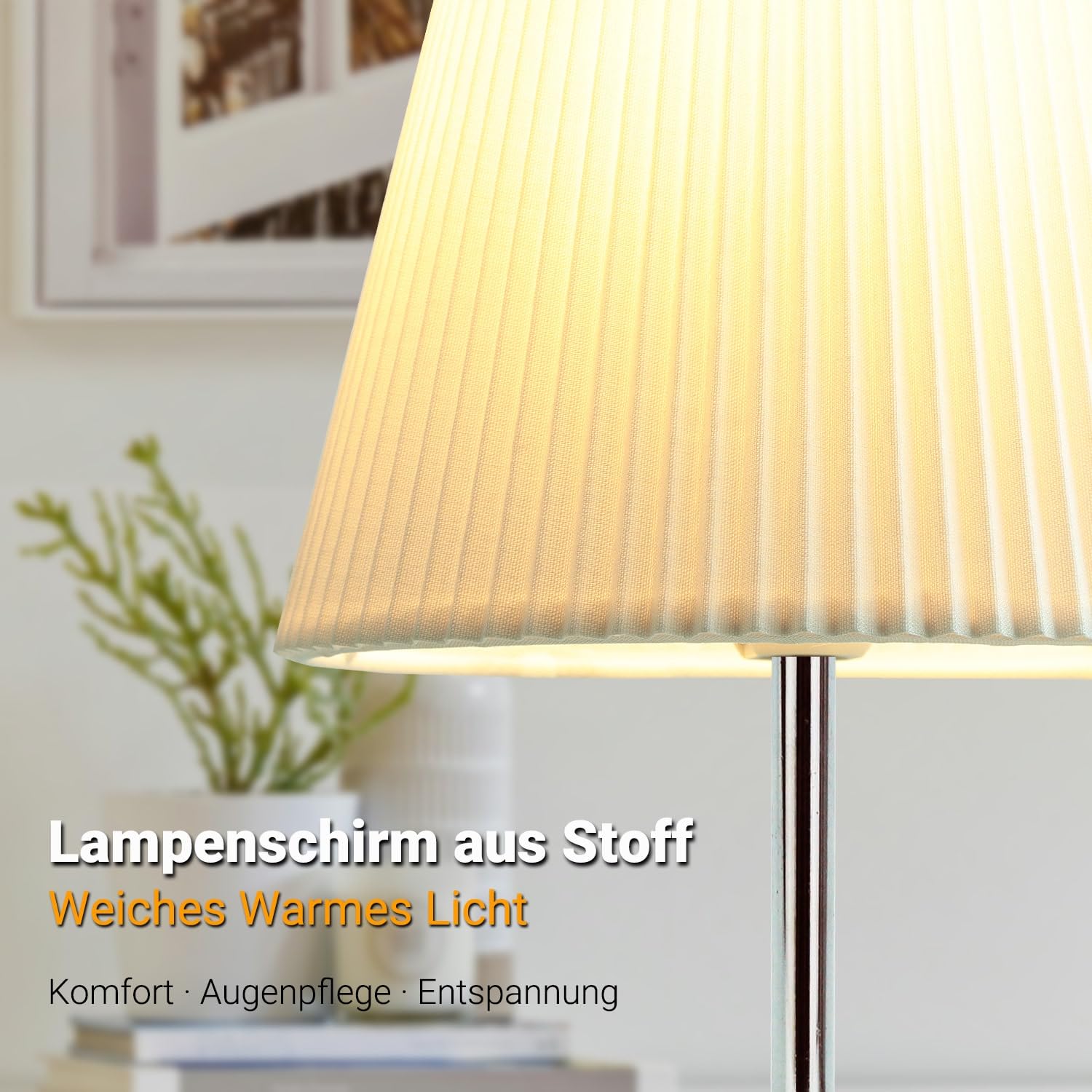 HSLighting Lampada da Comodino: Lampada da Tavolo Touch Dimmable Control Moderna Lampada da Tavolo a LED con Lampadine la Lettura Soggiorno Stanza dei Bambini Paralume in Tessuto per da Letto