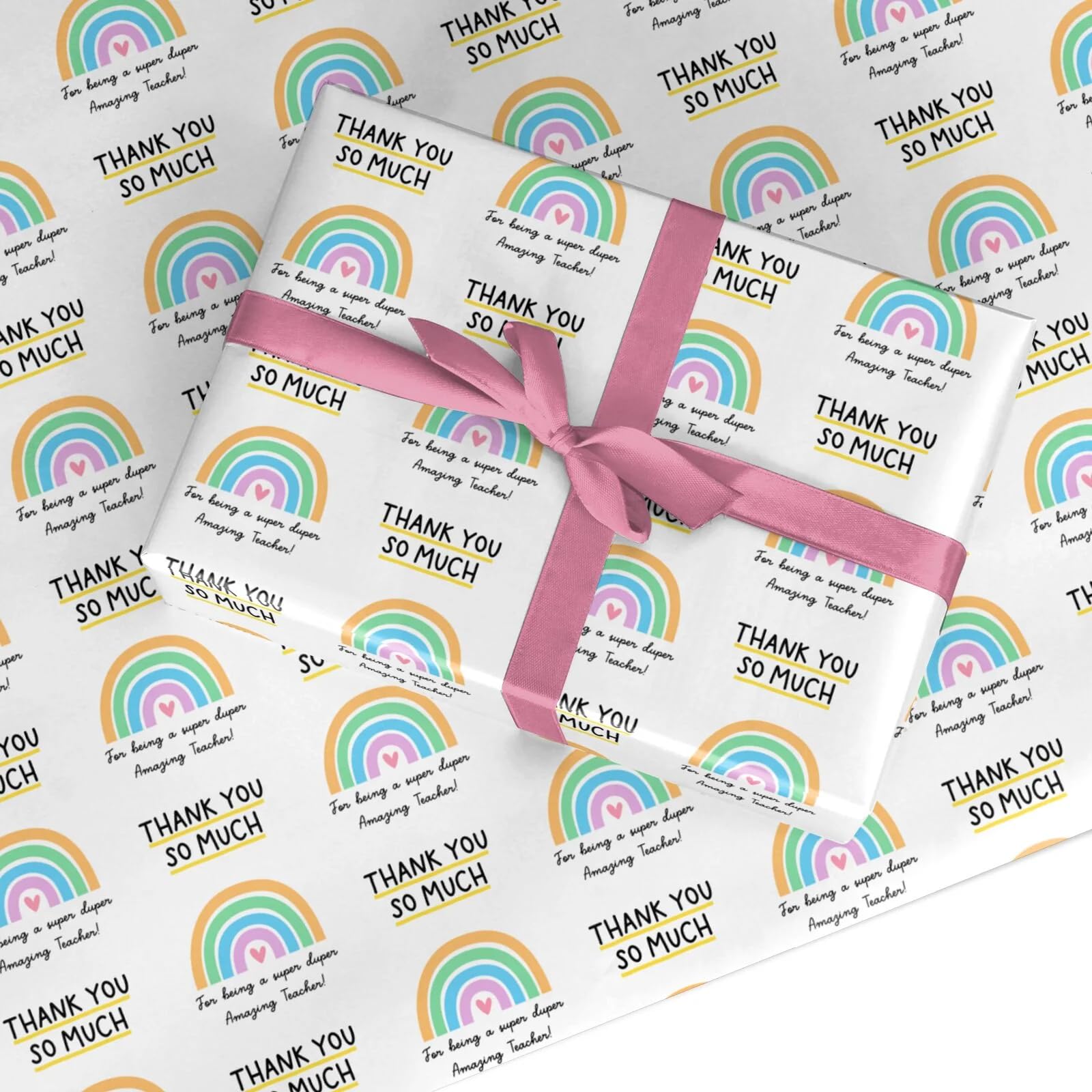 Teacher Thank You So Much Teacher Appreciation Wrapping Paper Gift Wrap 3 Sheets (50cm x 65cm each)