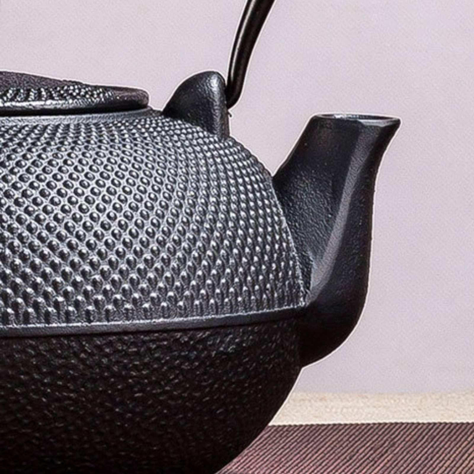 harayaa Tetera de Hierro Fundido Tetera Hervidor Kettle Taza con Retención de y Asa Arqueada Aislada Adecuada para Reuniones de, Array, Negro, Tradicional Con Textura De Gránulos, 3.0L