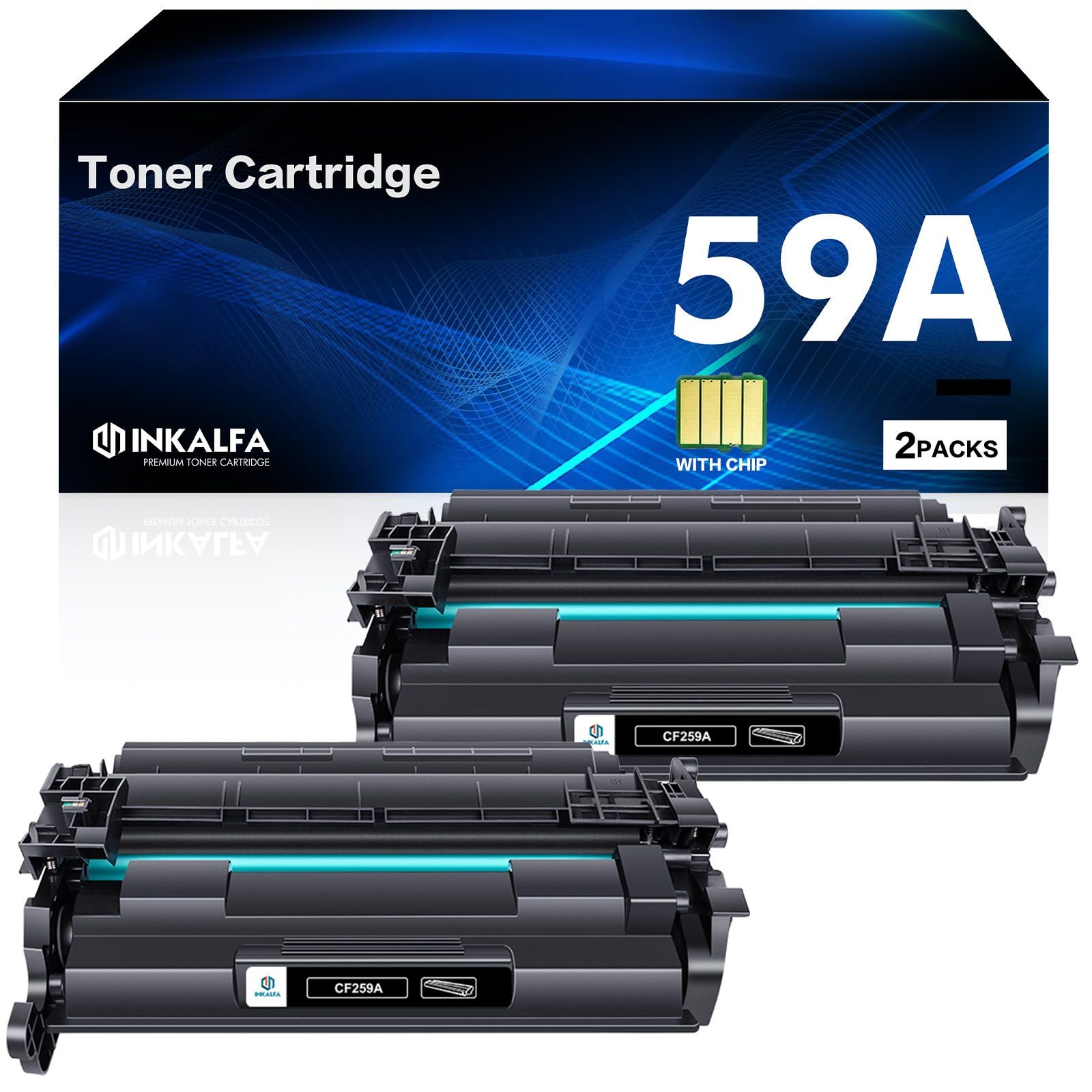 inkalfa 59A 59X Mit Chip Kompatibel für HP 59A 59X CF259A CF259X Toner Schwarz LaserJet Pro MFP M428dw M404dw M404dn M428fdn M428fdw M404 M428 M404n M304dn M304n M304 M406 M430 2er-Pack