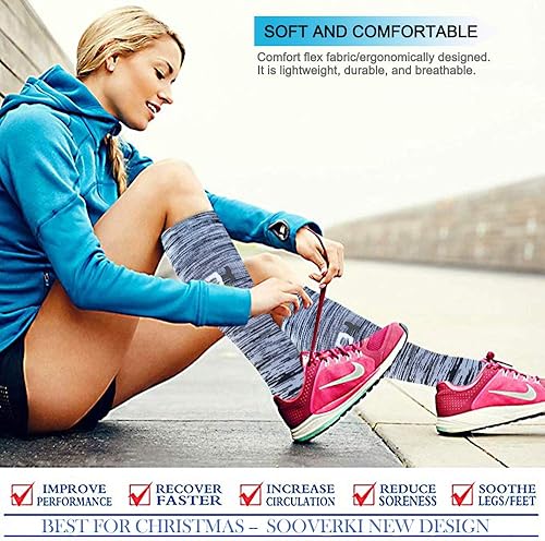 Miniatura 62 de Sooverki - Calcetines de compresión de cobre para circulación, para mujeres y hombres, 6 pares, para correr, atletismo, medicina, enfermería, viajes