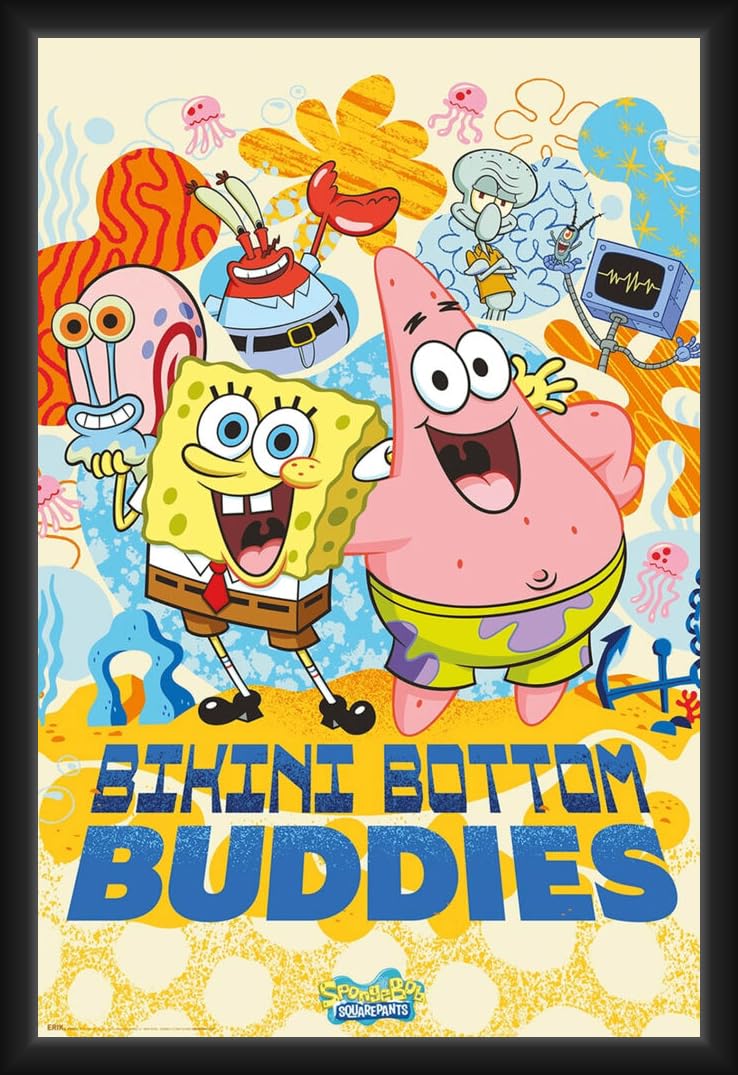Poster Bob l'éponge Bikini Bottom encadré grand format pour décorer une chambre