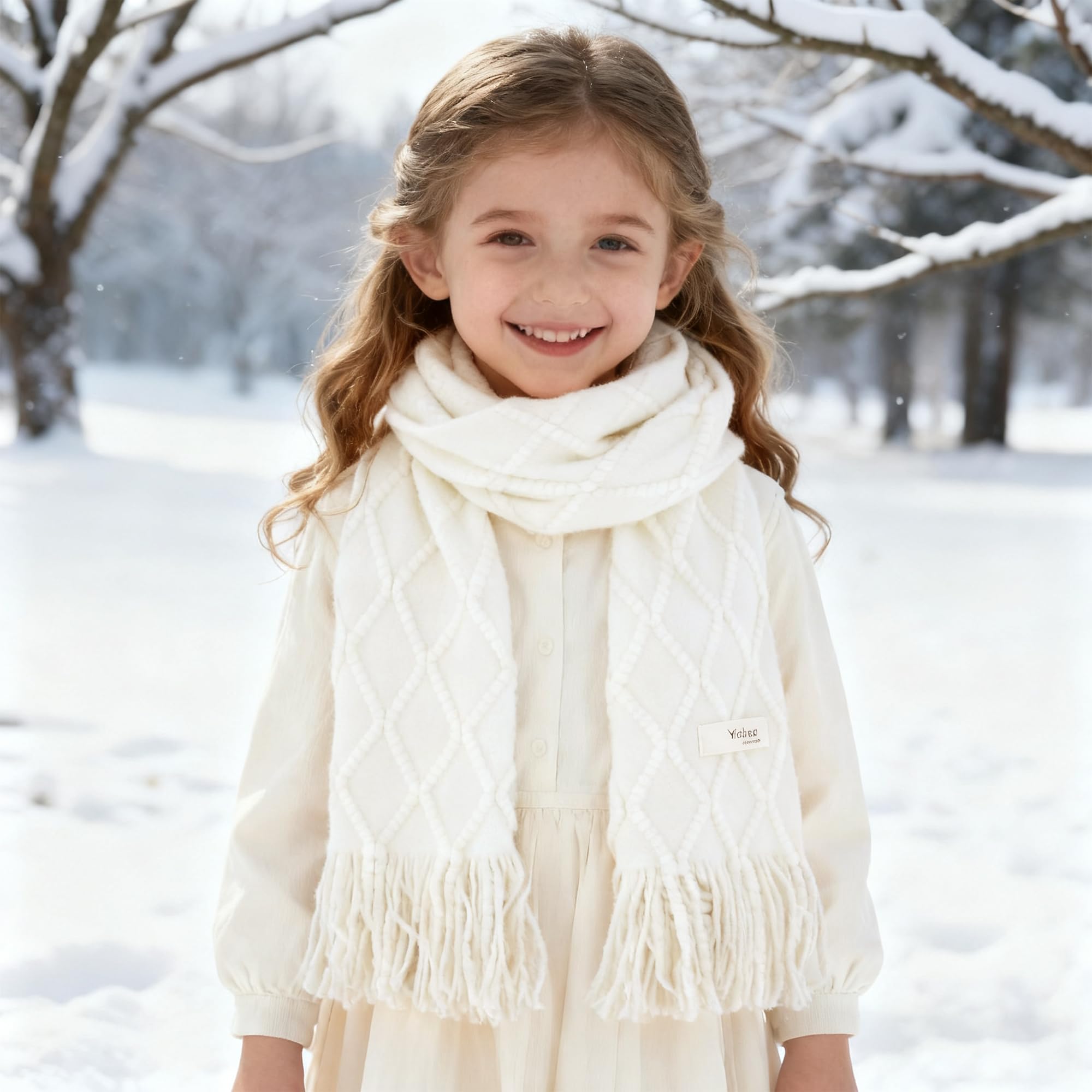 Écharpe d'hiver tricotée pour enfants 7,2 % laine arc-en-ciel garçons filles 120 x 13 cm