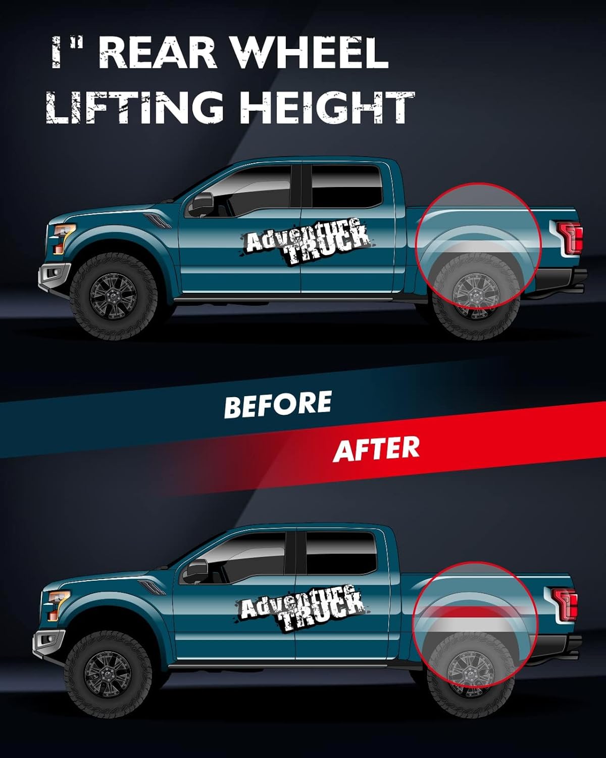 KAX 1" Rear Leveling Lift Kits for Silverado Sierra 1500 2007-2018 Lift Kits Compatible with Silverado Sierra 1500 2007-2018,Suspensions 1 inch Rear Struts Spacer